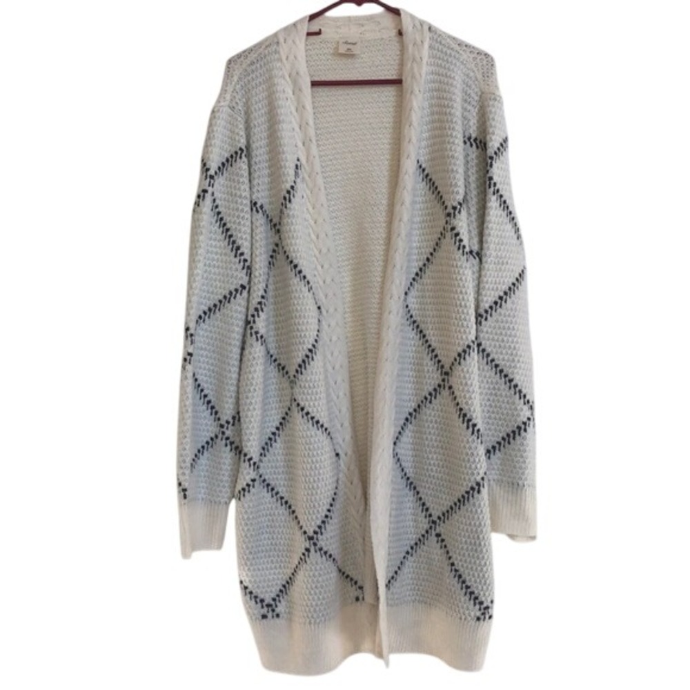 Soma intimates soft long tunic open front maxi knit duster cardigan windowpane